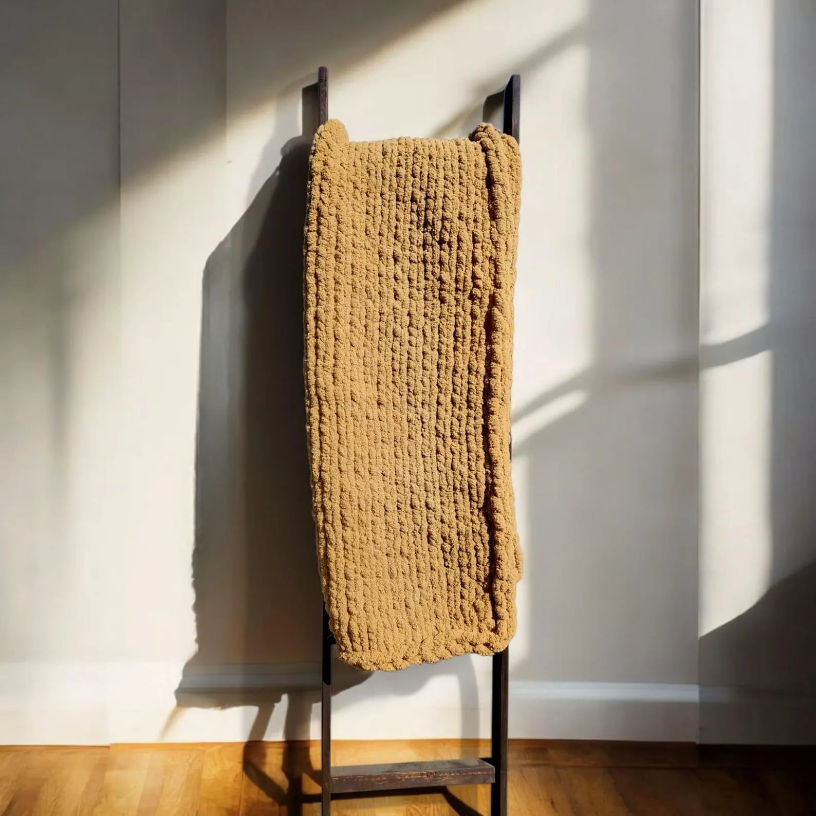 Tan Chunky Knit Throw
