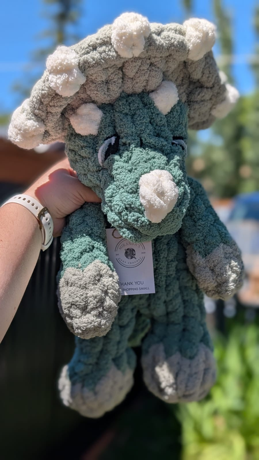 Chunky Knit Triceratops Snuggler