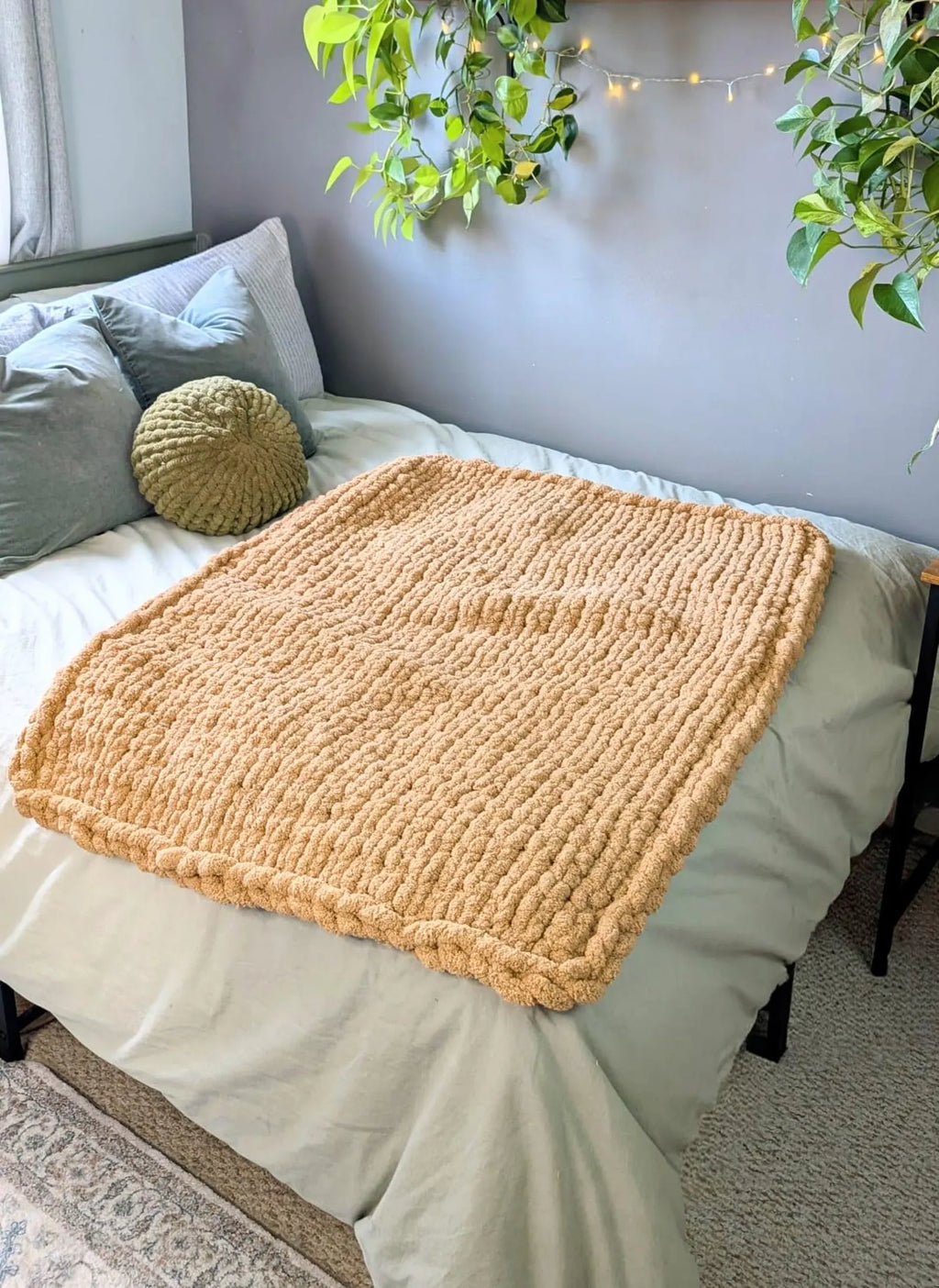 Tan Chunky Knit Throw