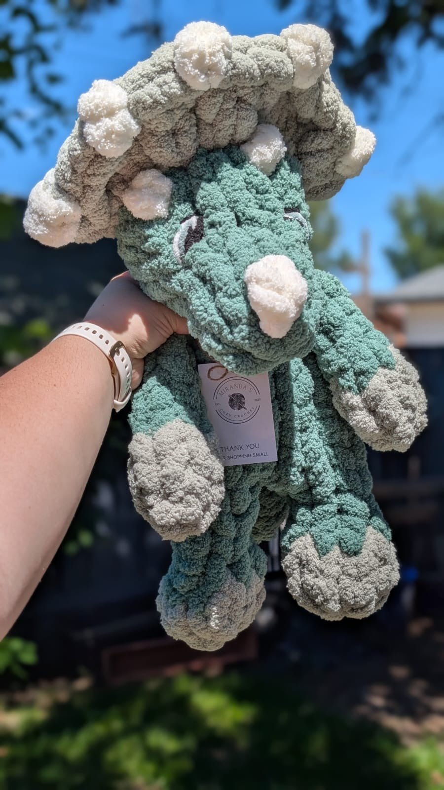 Chunky Knit Triceratops Snuggler