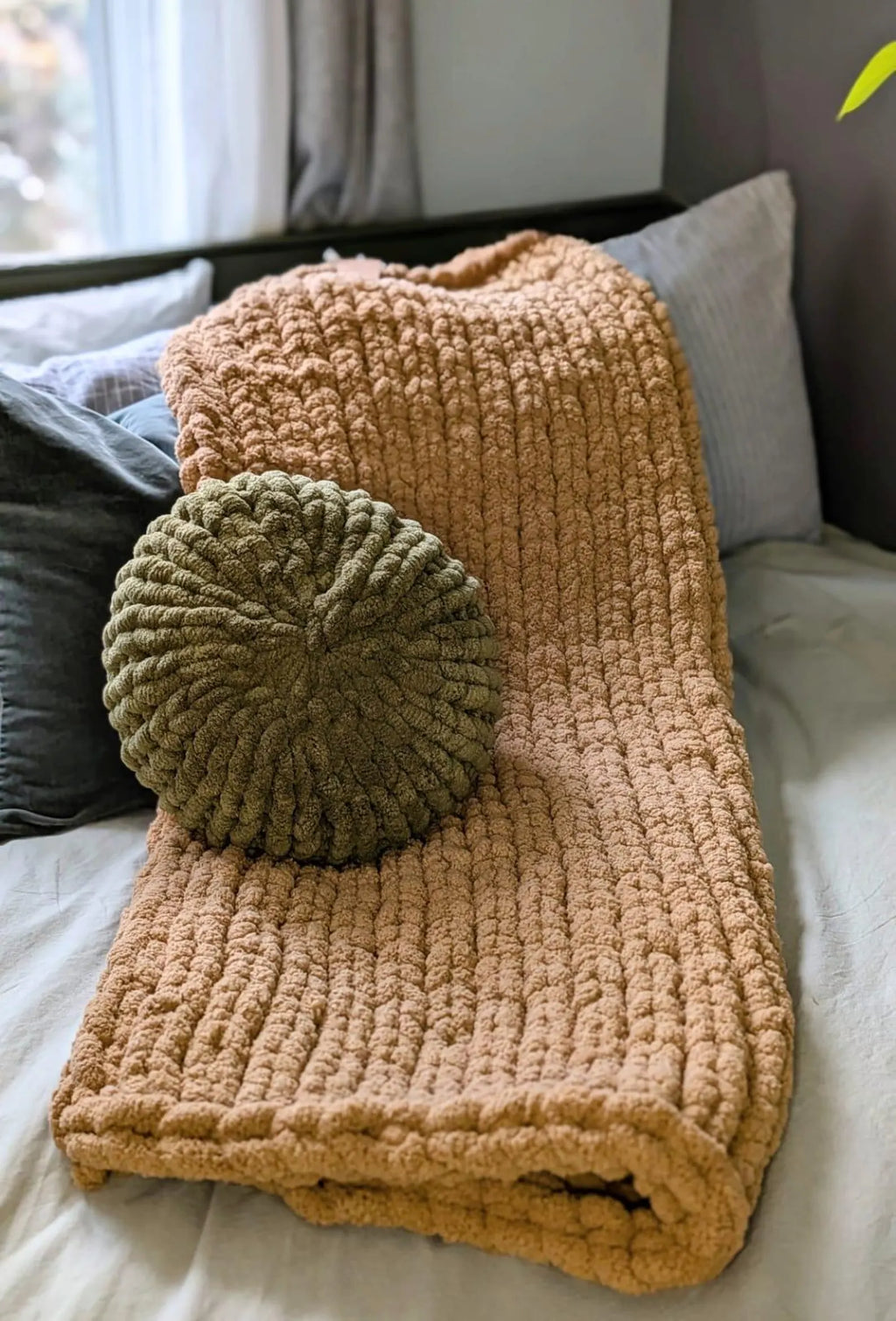 Tan Chunky Knit Throw